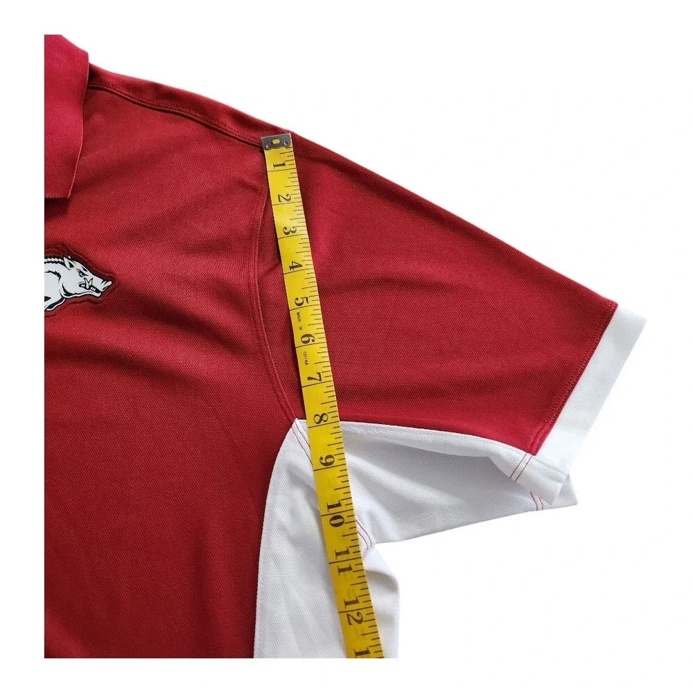 NWOT Nike Arkansas Razorbacks Polo Shirt Men's XL Swoosh Red White Hogs Golf Tee